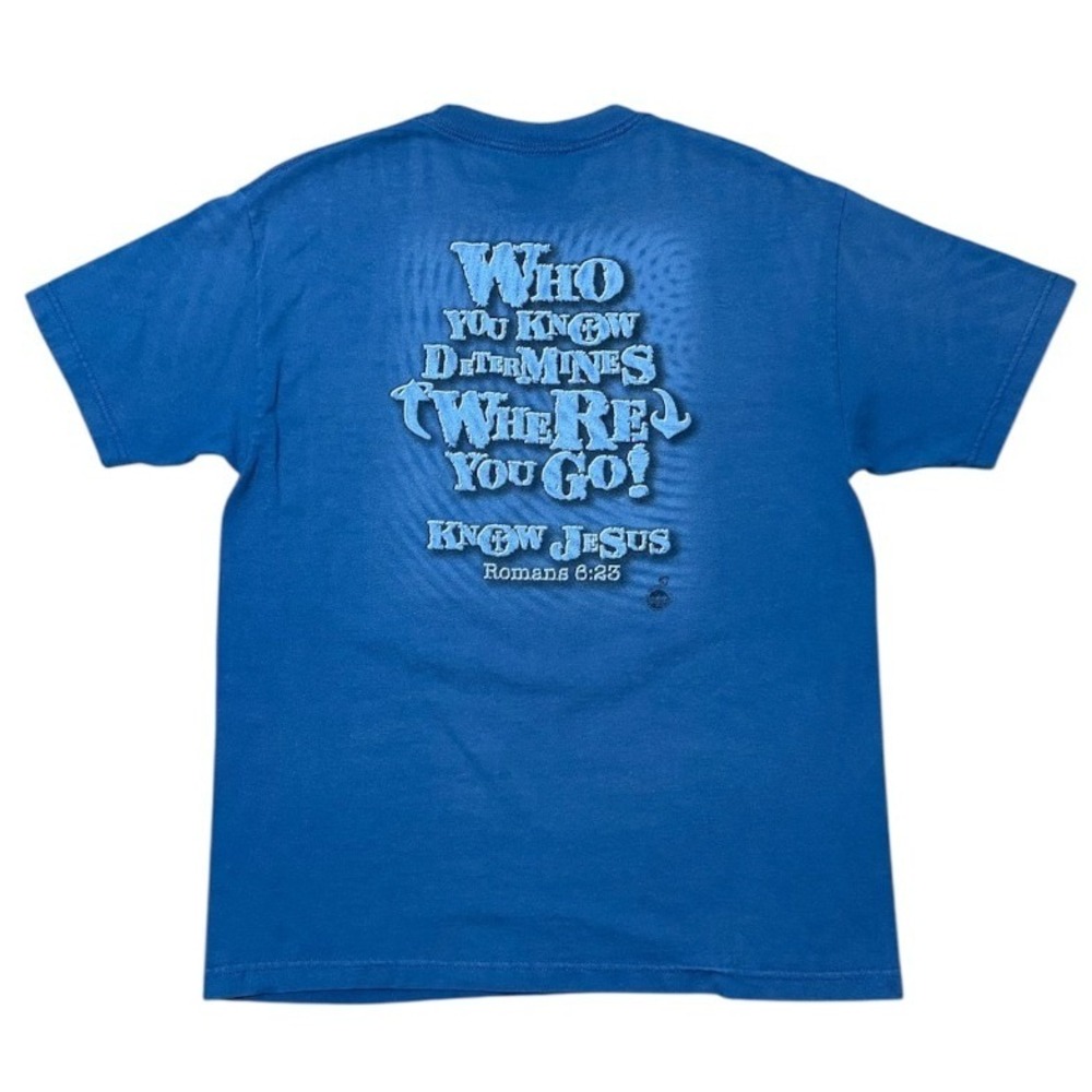Vintage 90s Know Jesus Roman Religious God Christian Bible Verse Graphic T-shirt